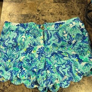 Lilly Pulitzer Blue and Green knit stretch  Shorts